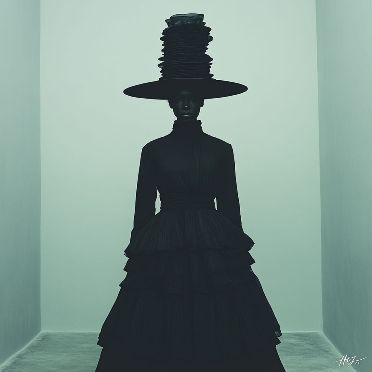 Black futuristic fashion avant-gard  03